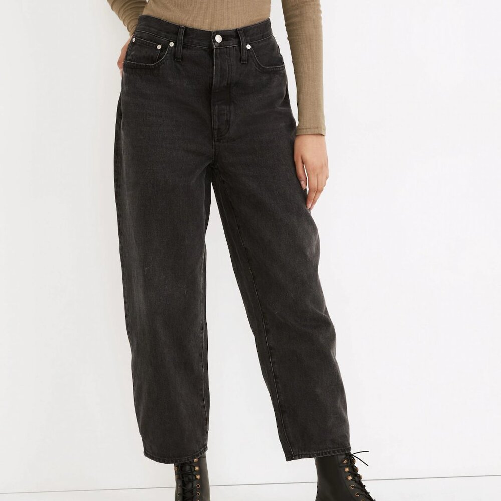 NEW! MADEWELL BALLOON JEANS cropped baggy high waist rigid 100% cotton denim 26